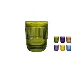 H&H Hydra - Juego de 6 vasos de cristal, varios colores, 22 cl