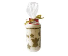 Vela de Aurora era Cero con Ornamentos Navidad, Cera, Marfil y Oro, 6.8Â x 6.8Â x 13Â cm