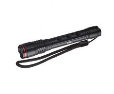 EMOS Linterna LED ultraligera de metal con correa de mano, IP44 impermeable y resistente a los golpes, con foco, brillo de 120 lm, alcance de la luz de 90 m, 7 unidades, aluminio, funciona con pilas