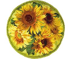 Riolis – Kit de punto de cruz, diseño de Cojín de girasol, 100% algodón, multicolor
