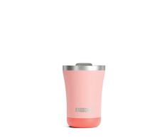 Zoku Vaso con revestimiento de polvo, acero inoxidable premium y aislamiento al vacÃ­o, tapa giratoria especial para beber y pajita, 355 ml, color rojo coral