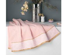 Douceur dIntérieur 1800824 - Toalla de Ducha, Color Rosa y Oro, 70 x 130 cm