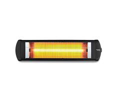 KUMTEL Radiador infrarrojo 2300 W, instalaciÃ³n de pared y techo, resistente al agua IP55, 5 niveles de potencia, calentador de terraza, color negro