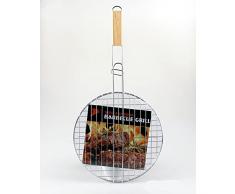 Cesta redonda para barbacoa con mango de madera, 30 cm