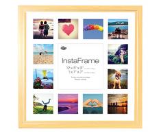 Inov8 16 x 40,64 cm Insta-Frame Marco para Instagram 13/DE Estampado a Cuadros de Fotos con paspartú Blanco y Blanco con Borde, Madera de Haya 53