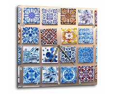 3dRose Portugal, Lisbon, Alfama District, Muchas Versiones de Reloj de Pared Colorido de Azulejos, 13 x 13 Pulgadas (DPP_249437_2), varÃa