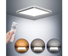 Plafon Led Regulable Con Control Remoto, Ã295mm 18w 1600lm Plafon Led Techo Cuadrado, IP44 Impermeable, 18w Equivale a 150w, 2700k-5000k Regulable Lámpara De Techo Para Baño, Cocina, Dormitorio, Salon