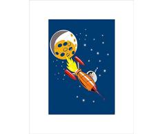 Wee Blue Coo ImpresiÃ³n artÃ­stica para pared de dormitorio infantil con diseÃ±o de nave espacial