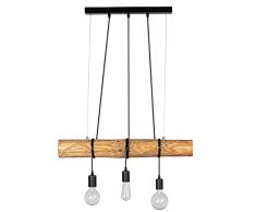 SPOT Light Feris - LÃ¡mpara colgante de madera y metal, aspecto vintage, 3 bombillas, ideal para mesa de comedor, sala de estar y cocina, E27