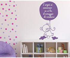 Decoramo - Adhesivo para Pared, diseÃ±o de Osito y Nubes con Texto en Italiano, PVC, 60Â x 0,1Â X 30Â cm, Color Lavanda