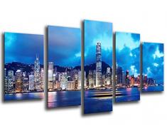 Poster FotogrÃ¡fico Ciudad Hong Kong, Rascacielos Noche TamaÃ±o total: 165 x 62 cm XXL