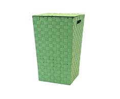 Franz Müller Flechtwaren 80640F18 - Cesta para la Colada (con Tapa, 33 x 33 x 53 cm, ratán de Nailon), Color Verde Claro