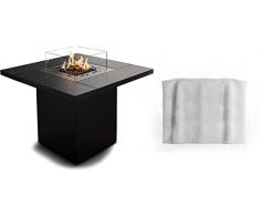 Planika Square Table - Mesa de Fuego de Gas - Chimenea con Mesa - Chimenea de Exterior de Gas y Mesa de JardÃ­n en Uno - Compartimento Interior para Bombona de Gas - Resistente a la Intemperie - Funda