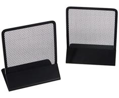 Relaxdays Set de Dos sujetalibros, Soporte para Libros, CDs y DVDs, Negro, 16,5 x 13 x 10,5 cm