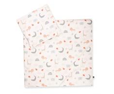 Julius Zöllner Ropa de Cama Infantil de 100 % algodón orgánico 80 x 80 + 35 x 40 cm, Juego de 2 Piezas de Funda nórdica y Funda de Almohada, con Cremallera, Standard 100 by Oeko-Tex, Wild Friends