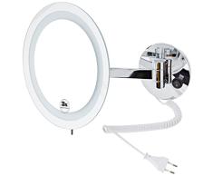 Ghessu Espejo de Aumento con luz led, Cromo Brillo, 450 x 203 mm