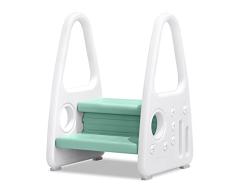 HENGMEI Taburete Infantil con 2 escalones de plÃ¡stico, para habitaciÃ³n Infantil, Cocina y baÃ±o, Color Verde