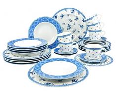 Creatable 19164 Country Blue - Vajilla (30 piezas, porcelana), color azul