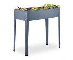 Relaxdays Jardinera de Metal Estrecha para jardÃn, balcón y terraza, huerto, 80 x 86 x 40,5 cm, Gris