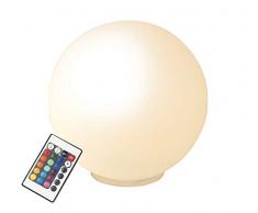 Velamp Glamour Lámpara LED de pie. Diámetro 20 cm en vidrio. Selección de luz: blanco cálido 3000K + 15 colores. Con mando a distancia. 250 lúmenes, 5 W