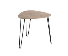 Haku Möbel Mesa Auxiliar, Metal, Negro-Roble, 48 x 48 x 48 cm