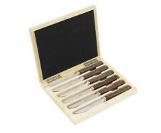 Villeroy & Boch Texas Set de cuchillos para pizza y bistec, 6 piezas, acero inoxidable/madera de nogal