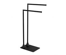 WENKO Toallero y perchero Hella - Perchero de pie, Acero, 43.5 x 78.5 x 20 cm, Negro