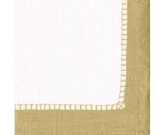 Caspari - Lote de 20 servilletas de cÃ³ctel (lino, borde de tela, 12,5 x 12,5 x 0,02 cm), color dorado