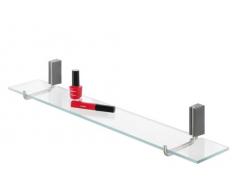 Tiger Cliqit Repisa, Estante para Baño y Ducha, 60 x 11.4 x 7.9 cm, Acero Inoxidable Cepillado, Cristal de Seguridad, Gris