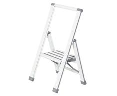 Wenko Escalera Plegable en diseÃ±o de Aluminio 1 peldaÃ±o, Blanca - Haushaltsleiter, Aluminio Recubierto, 44 x 74 x 5.5 cm, Blanco