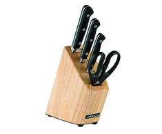 Arcos 258700 Juego Caja Regalo (3 Cuchillos + Tijera) Hoja de Acero Inoxidable Forjado Nitrum Mando de Polioximetileno, MarrÃ³n, Paquete de 4