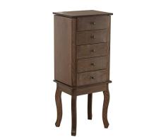 DRW Mueble joyero de Madera con Espejo, 4 cajones y 2 Puertas Laterales en Color Roble 37x28x92cm Espejo INT. 27x20cm