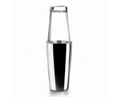 Lacor - 62285 - Coctelera Boston de Acero Inoxidable Coctelera para Cócteles Profesional 2 Vasos, Vidrio Borosilicato, Capacidad 800ml + 500ml , Cierre Hermetico , à 8x16 cm, Gris