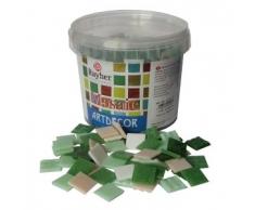 RAYHER - 1453113 - Piedras de Mosaico, 2 cm, Cubo Aprox 325 pcs/1 kg, Verde-Tonos