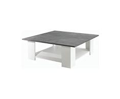 Mesa alta sólida de 89 x 89 cm, color blanco y gris