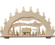 weigla Candelabro con incienso, diseño de paisaje invernal, 10 focos, madera natural