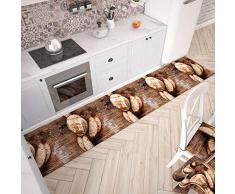 PETTI Artigiani Italiani, Alfombrilla de Cocina Antideslizante, Alfombra Rectangular de Microfibra, Diseño Moderno, 100% Made in Italy, Pan, 54x340 cm