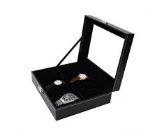 Sotech - Caja de Almacenamiento de Relojes y Pulseras, Caja de Relojes, 10 Relojes y exhibición, Negro, Tamaño: 25 x 20 x 8 cm, Material de la Caja: PU