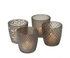 Boltze Marilu 2002930 - Juego de 4 Velas Decorativas (Color Gris, 8 cm de diÃ¡metro, Forma Redonda, portavelas para Velas), Color Gris