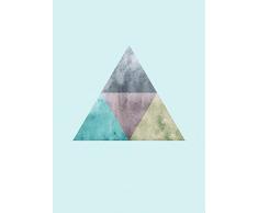 Komar Wandbild Von Triangles Top Blue | Poster, Bild, Wohnzimmer, Schlafzimmer, Dekoration, Kunstdruck | ohne Rahmen | P101B-50x70 fotomural, carbÃ³n