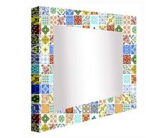 Ccretroiluminados Azulejo Portugues PequeÃ±os Espejo de BaÃ±o con Luz, AcrÃ­lico, Multicolor, 60x60x5,3 cm