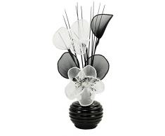 Flourish Blanco Flores Artificiales con Negro Jarrón, decoración, Accesorios del Hogar y Decoración Adecuado para baño, Dormitorio o Cocina Ventana/estanterÃa, 32 cm