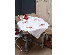 Vervaco Impresa Mantel Sing Extremo gnomo, Stick de vorgezeichnet con webrand Mantel, algodÃ³n, Multicolor, 80Â x 80Â x 0,3Â cm