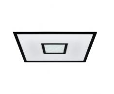 Eglo LED plafón Bordonara, luz regulable con mando a distancia, lámpara de techo cuadrada metálica negro y plástico blanco, iluminación blanco-cálido â blanco-frÃo, RGB, 45x45 cm