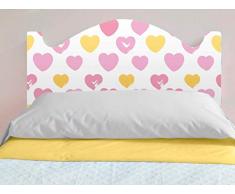 Oedim - Cabecero Cama Infantil PVC Impresión Digital Corazones Rosas y Amarillos | 150 x 100 cm | Disponible en Varias Medidas | Cabecero Ligero, Elegante, Resistente y Económico