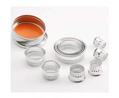 Thermohauser 8300024457 - Juego de moldes para galletas (acero inoxidable, redondos, borde ondulado, 11 piezas, 2,0-8,5 cm, en caja de almacenamiento de chapa)