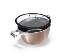 Moneta Rosegold Diamant, Cacerola con Tapa, Acero, para todo tipo de cocinas incluida inducción, 24 cm