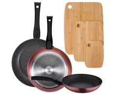 PACK DE 3 SARTENES Ã20/24 y 28 cms + SET DE 3 TABLAS DE BAMBÃ PARA TU COCINA