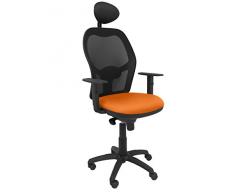 Piqueras Y Crespo (PIQU7) Silla Jorquera Malla Negra Asiento Bali Naranja con cabecero Fijo Oficina, Talla unica