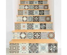 Ambiance Sticker Pegatinas para escaleras, Azulejos de Cemento, Adhesivos para baldosas de Cemento - Adhesivos para contramarca, baldosas de Escalera, Azulejos - 15 x 105 cm - 4 Tiras